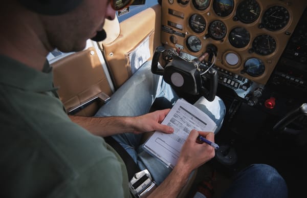 Pilot with a checklist in a cockpit, representing a structured SaaS subscription review before year-end.